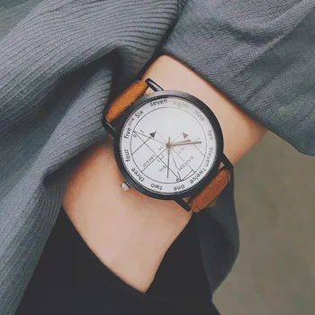 Geometrinis funkcija kūrybos moterų laikrodžiai mados unikalaus dizaino vintage odos kvarcinis laikrodis atsitiktinis retro žiūrėti dovanos