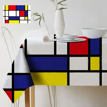 Geometrinių Spalvų Meno Mondrian Pledas Modelis Dekoro Stiliaus Vandeniui Lininių Staltiesių Namų Galerija Stalas Dekoratyvinis Staltiesė