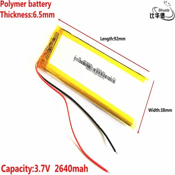 Geras Qulity Litro energijos baterija 3.7 V,2640mAH 653892 Polimeras ličio jonų / Li-ion baterija tablet pc BANKAS,GPS,mp3,mp4