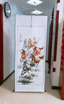 GERAS - TOP užsienio verslo dovana, Namų PARDUOTUVĖ SIENOS Dekoratyvinio meno Sėkmę 8 veikia arkliai FENG SHUI MENO, kinų tapybos darbą