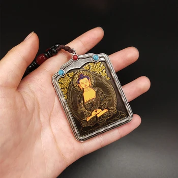GERAS Veiksmingas Amuletas Graikų-Budistų kišenėje kelionės Talismanas Amitabha Amitayus buda Laimingas Tibeto Buda kortelė, Pakabukas