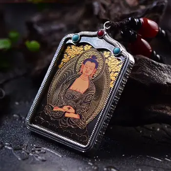 GERAS Veiksmingas Amuletas Graikų-Budistų kišenėje kelionės Talismanas Amitabha Amitayus buda Laimingas Tibeto Buda kortelė, Pakabukas