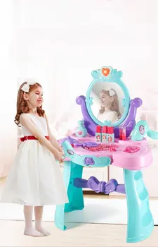 Geriausia ABS Plastiko Grožio Makiažas Žaislai Kalėdinių Žaislų mergaitėms Baby Princess Modeliavimas Apsimesti žaisti, tualetinis staliukas, žaislai
