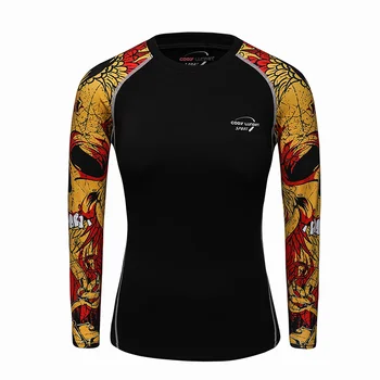 Geriausia Triko 3D Spaudinius MMA Ilgas Rankovėmis Mergina marškinėliai Moterims Palaidinės Fitneso Suspaudimo Marškinėliai Sporto Viršūnės Cross fit Bėrimas apsaugas