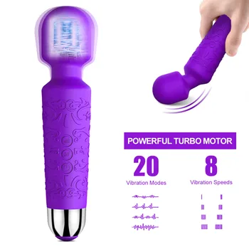 Geriausios Magic Wand Massagers Vibratoriai Moterims Orgazmas Antgalis Klitorio G Spot Stimuliatorius 20 Vibracijos Režimai Sekso Žaisliukai Suaugusiems