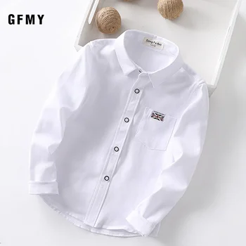 GFMY 2020 Naują Pavasario Oksfordo Tekstilės Medvilnės Kieta spalva Rausva Juoda Berniukai balti Marškiniai 3T-14T Britų stiliaus Vaikų Viršūnės