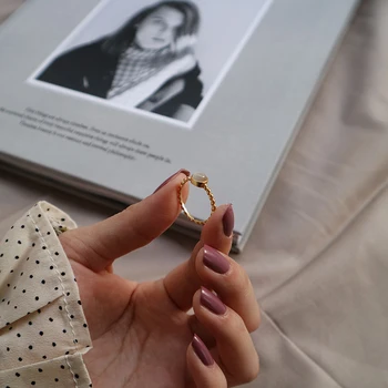 GHIDBK Paprasta 925 Sterlingas Sidabro Opal Didina Žiedų Moterų Pareiškimą, Reguliuojamas Atidaryti Žiedai Minimalistinio Sluoksniuotos Žiedai Dovanos