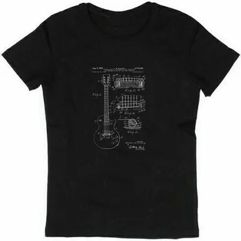 Gibson Les Paul Gitara Patentų Balta Hip-Hop Harajuku Black T-marškinėliai Vyrams, Drabužiai Viršūnes trumpomis Rankovėmis Marškinėlius Spausdinti 2019 T-shirt