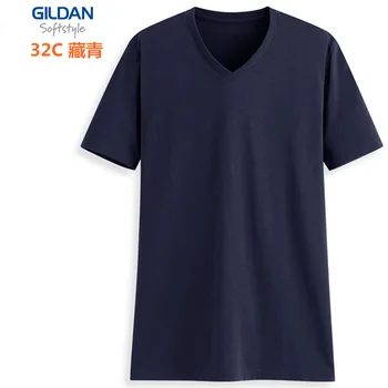 GILDAN 63V00 3PCS Vyrų Medvilnės marškinėliai Kieto trumpomis Rankovėmis V-Neck T Shirt Mens Viršūnes Tees Pagrindinio TShirts Vyrų Drabužių Prekės ženklas