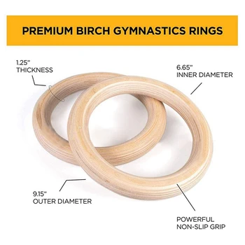 Gimnastikos Žiedai, Olimpinių sporto Salė Žiedai su Sunkiųjų Reguliuojami Dirželiai Medinis Gimnastikos Žiedai, skirtas Pull Ups ir Smuko