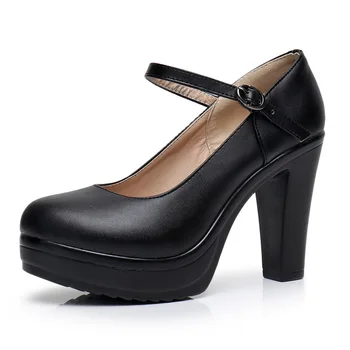 GKTINOO natūralios Odos batai Moterims, Suapvalinti Tne Siurbliai Sapato feminino Aukštakulniais Mados Black Darbo Batų Plius Dydis 33-43