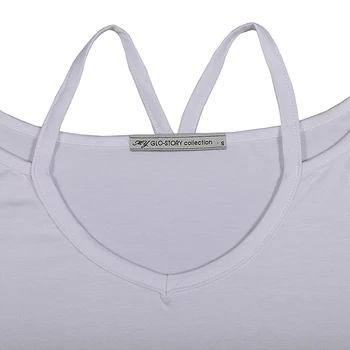 GLO-ISTORIJA 2018 m Moteris Laisvalaikio T-Shirt V-Kaklo, Tuščiaviduriai Diržas Viršūnes Moterų, Merginų, Moterų Marškinėliai WPO-1802