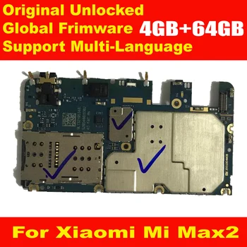 Global Firmware Originalus mainboard Xiaomi Mi MAX2 MAX 2 4GB 64GB plokštė Pagrindinė plokštė kortelės mokestis mikroschemas flex kabelis