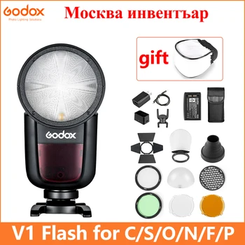 Godox V1 Flash V1S/V1N/V1C TTL Li-ion Apvalios Galvos Kamera, 