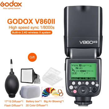 Godox V860II-S V860II-C 860II-N V860II-F V860II-O GN60 BLYKSTĖ HSS Li-ion Baterija Speedlite 