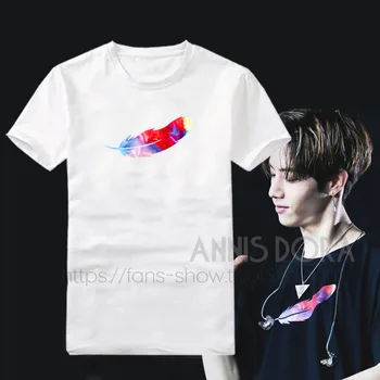 GOT7 2017 WORLD TOUR Tailando Stotis Spalvų Plunksnų Logotipą, trumpomis Rankovėmis T-Shirt