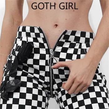 Goth Girl Patikrinkite, ar Atgal Užtrauktuką, Jungiamas Atsitiktinis Kelnės Moterims Dėvėti Naują Pavasario / Vasaros 2020 Moterų Kelnes Dropshipping Streetwear
