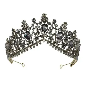 Gotikos Elegantiškos Juodosios Vestuvių Tiara Moterims, Bridal Crown Princess Tiara Lankelis, Kostiumas Šalis Reikmenys Prom Helovinas