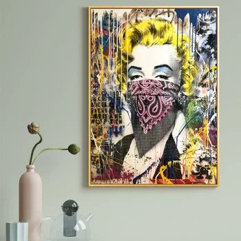 Grafiti Gatvės Pop Art Marilyn Monroe su Šydu Drobės Cuadros Tapybos Skandinavijos Afrikos Sienos Menas Nuotraukas Kambarį