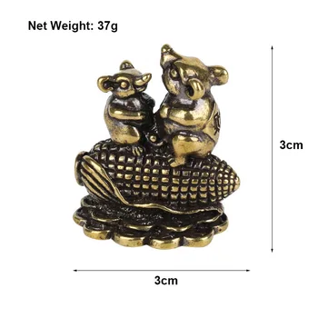 Gryno Žalvario Pasisekė Žiurkės Ornamentu Feng Shui Statula Namų Decoraion Reikmenys Kambarį Zodiako Gyvūnų Talismanas Pelių Kukurūzų Amatai