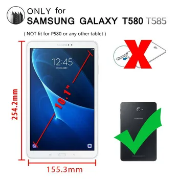 Grūdintas Stiklas (Ne dovana) Case for Samsung Galaxy Tab A6 10.1 2016 SM-T580 T580N T585 T585C PU Odos Tablet padengti atveju funda