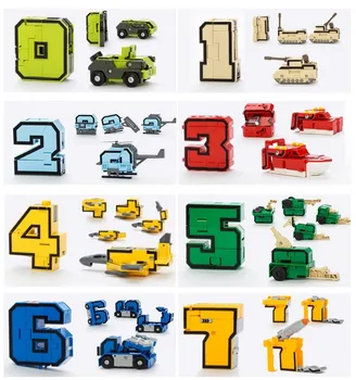 Gudi 15vnt Transformuoti Skaičių Robotas Deformacijos Plokštumos Automobilių Vaikams, Žaislai Piršto kubo Švietimo priemonių skaičius Blokai Modelis