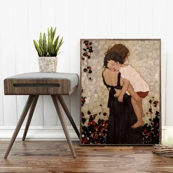 Gustav Klimt Motina, turintis Vaikas Drobė Paveikslų, Plakatų ir grafikos Sienos Meno Nuotrauką Kambarį Namo Apdaila