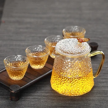 Gėlių arbata, kava stiklo virdulys gaiwan patys puodeliai vieną puodą keturi puodeliai kinijos teaware nešiojamų kelionių arbatos rinkiniai su kelionės krepšys