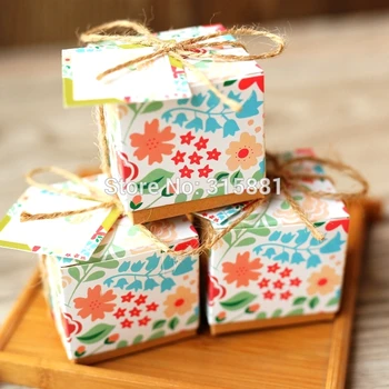 Gėlių spausdinimo saldainių dėžutė vestuvių džiaugtis kalėdų vakarėlį dovanų dėžutėje 50pcs/daug