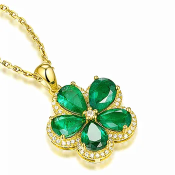 Gėlių žalia krištolas, smaragdas brangakmenių karoliai pakabukas moterų 18k aukso spalvos choker papuošalai bijoux bague gimtadienio dovanos