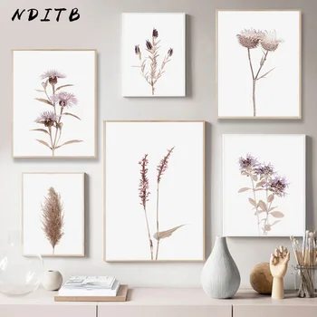 Gėlės, Augalų Sienos Meno Tapybos Drobės Šiaurės Apdailos Plakatas Botanikos Spausdinti Skandinaviško Stiliaus Nuotraukos Kambarį Dekoro
