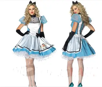 Halloween Kostiumai Moterims Suaugusiųjų Alice In Wonderland Suknelė Seksualus Fantasia Suknelė Plius dydis s M L XL 2XL