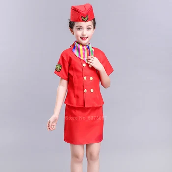 Halloween Kostiumai Vaikams Mergaitėms Paauglys Lėktuvo Padavėja oro Linijų Palydovė Cosplay Sijonas Unfiorm Kalėdų Veiklos
