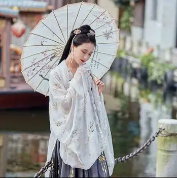 Hanfu Moterų Kinų Tradicinės Tamsiai Suknelė Balta Striukė Fantasia Moterų Cosplay Kostiumų Hanfu Vasaros Suknelė Moterų Plius Dydis