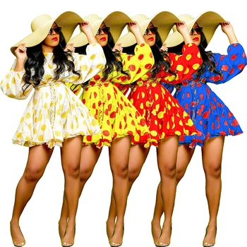 HAOYUAN Seksualus Gėlių Spausdinti Mini Linijos Suknelė Moterims Nauja Pavasario Vasaros Elelgant Žibintų Rankovės Bodycon Naktį Šalies Klubas Suknelės