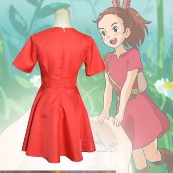 Hayao Miyazaki Filmas The Secret World Of Arrietty Cosplay Kostiumas Helovyno Karnavalas Raudona Suknelė Moterims ir Vaikams Užsakymą