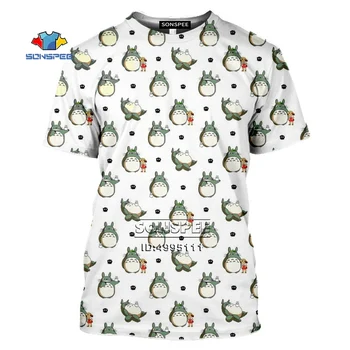 Hayao Miyazaki Mano Kaimynas Totoro vyriški T-shirt 3D Cute Kačių Beveidis Kaukė marškinėliai Atsitiktinis Vasaros trumpomis Rankovėmis Fitneso Drabužių