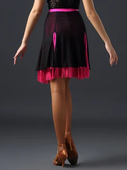 HCdance profesionalų lotynų šokių sijonas pusė ilgio šokių drabužiai nauji padalinta kutas nukentėjo spalva pusę sijonas suaugusiųjų naudotis drabužiai-A2