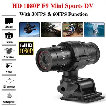 HD 1080P Sporto Dviratį, Automobilį, Nešiojamą vaizdo Kamera F9 Motociklo Šalmas USB Mini Kameros Vaizdo Stebėjimo DV Diktofonas, VAIZDO Vandeniui