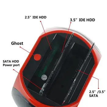 HDD Docking Station IDE SATA USB Dual Klonas Kietąjį Diską Kortelės Daugiafunkcinis Reader Plastiko, Cemento HDD Docking Statio Su ES Plug