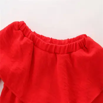 Helen115 Vaikams Baby Girl Drabužių Raudona Long Sleeve T-shirt+džinsinio Džinsus, Kelnes Apranga Nustatyti 1-7years