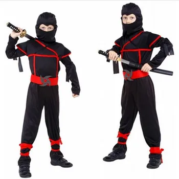 Helovinas kostiumas vaikams kalėdų, naujųjų metų Šaliai juoda berniukai ninja assassin kariai puras kostiumai vaikams cosplay berniukas