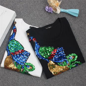 Hiawatha Vasaros Moterų Drabužių Povas Modelis China Siuvinėjimas, Marškinėliai Medvilnės Trumpomis Rankovėmis Moteriška T Shirts A022