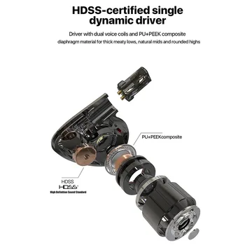 HiBy Sėklos II HIFI Stereo Ausinės IEM vienas dinaminis vairuotojo Hi-Res HDSS su 0.78 mm 2pins Nuimamas Kabelis
