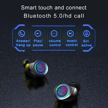 HIFI Bluetooth 5.0 Tiesa Belaidžio TWS laisvų Rankų įranga Sporto Touch Vandeniui su Mikrofonas Stereo Ausinių LED Ekranas, Žaidimas TW80 KOEX