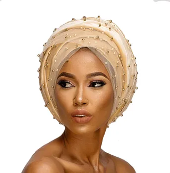 Hijab Papildomų Ilgai Galvos skara Skarelė Turbante Prabanga Masė Aukso Zawalcowany Akies Galvos wrap Aksomo Nigerijos Turbaną Moterims