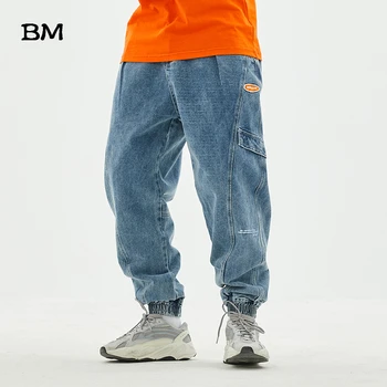 Hip-Hop Džinsai Vyrams Aukštos Kokybės Mėlyna Harlan Džinsai Vyrams Streetwear Korėjos Stiliaus Drabužių Madas Juoda Riedlentė Vyrų Kelnės