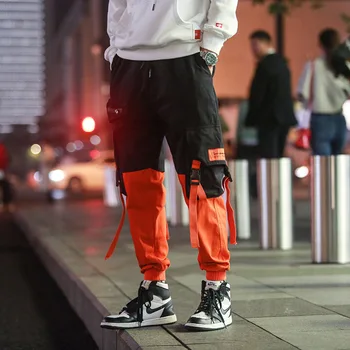 Hip-Hop Krovinių Kelnės Vyrams Harajuku Kelnes Kratinys Juostelės Japonijos Streetwear Pantalones Hombre Rudenį Kelnės Vyrams Kpop Ziajać