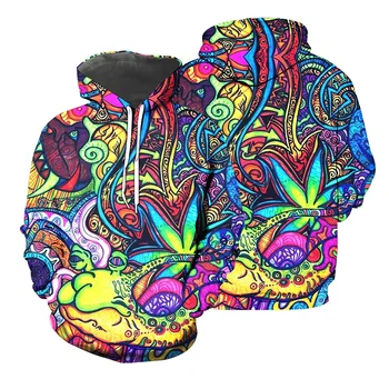 Hipių spalvinga Trippy Psichodelinio 3d hoodies/Palaidinukė Žiemą, rudenį, Harajuku ilgomis rankovėmis streetwear
