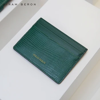 Hiram Beron Monograma žalias driežas modelio odos kortelės atveju mens prabangių odos gaminių dropship
